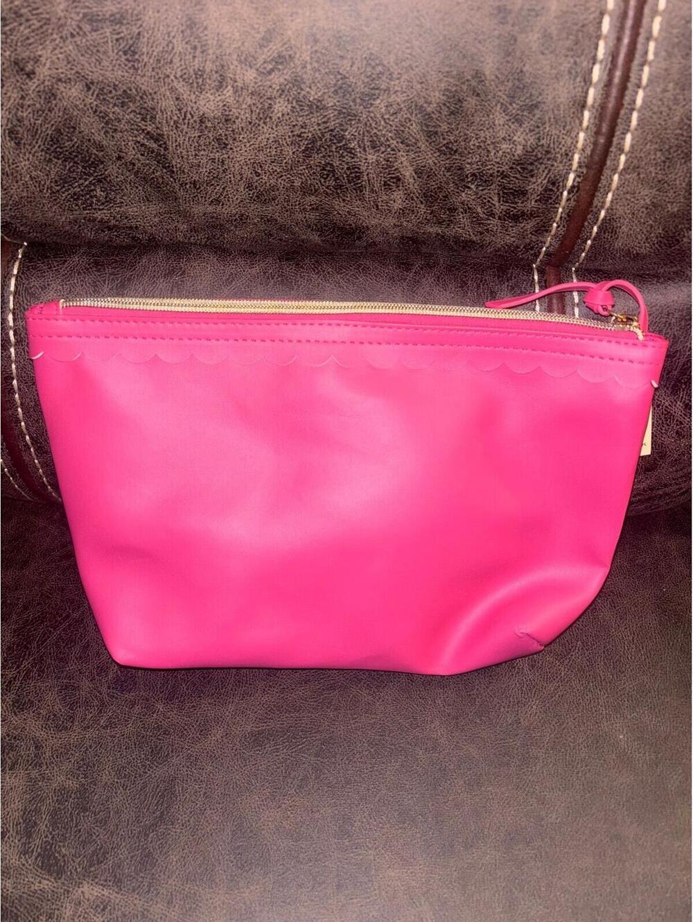 Trina Turk Hot Pink Scalloped Cosmetic Makeup Bag NWT Pouch - Picture 2 of 7